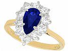 1.40ct Sapphire and 0.68ct Diamond, 18ct Yellow Gold Cluster Ring - Vintage 1976