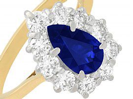 Pear Cut blue Sapphire Cluster Ring