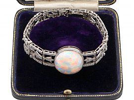24.66ct Opal and 9.81ct Diamond, Platinum Bracelet - Antique Circa 1915