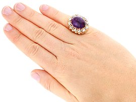 Oval Cabochon Amethyst Ring Wearing
