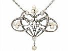 Natural Pearl and 0.94 ct Diamond, 9 ct Yellow Gold Pendant - Antique Victorian