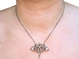 Antique Pearl and Diamond Pendant on neck