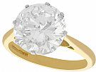 3.93 ct Diamond and 18ct Yellow Gold Solitaire Ring - Vintage and Contemporary