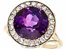 3.32ct Amethyst and 0.80ct Diamond, 14ct and 9ct Yellow Gold Dress Ring - Antique Circa 1930