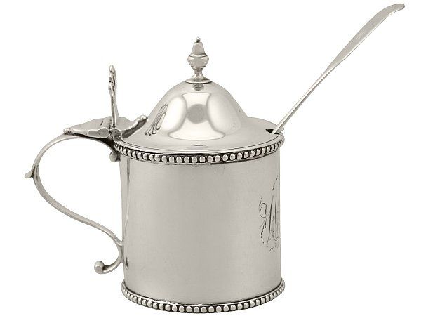 Antique Silver Mustard Pot and Spoon