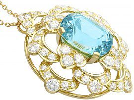 Large Aquamarine Pendant with Diamonds