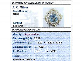 Large Aquamarine Pendant with Diamonds