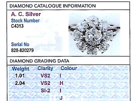 Old European Diamond Cluster Ring Grading Card