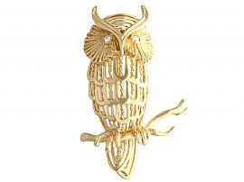 Vintage Gold Diamond Owl Brooch