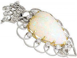 Victorian Heart Shaped Opal and Diamond Brooch
