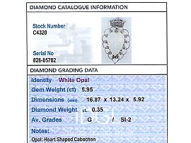 Victorian Opal and Diamond Brooch grading card