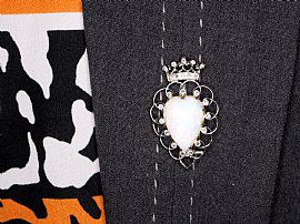wearing Victorian Opal and Diamond Brooch