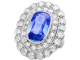 6.25 ct Ceylon Sapphire and 3.75ct Diamond, Platinum Dress Ring - Antique Circa 1930