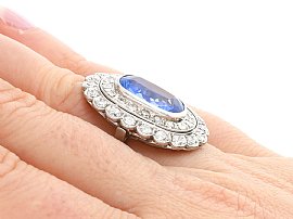 Large Sapphire Dress Ring with Diamonds