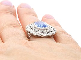 Large Sapphire Dress Ring with Diamonds