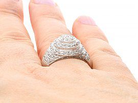 Vintage Diamond Bombe Ring Wearing Finger