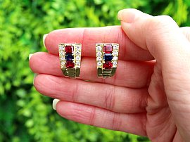 Vintage Ruby and Sapphire Earrings