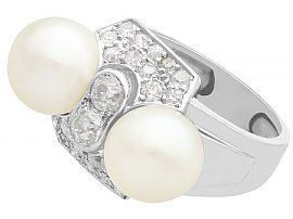 double Pearl and Diamond Dress Ring