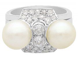 Yellow Gold Pearl and Diamond Dress Ring