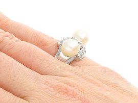 wearing a Pearl and Diamond Dress Ring