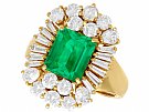 2.80 ct Emerald and 2.75 ct Diamond, 18 ct Yellow Gold Dress Ring - Vintage Circa 1990