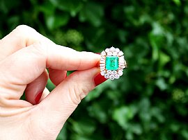 Large Vintage Emerald and Diamond Ring 