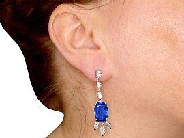Ceylon Sapphire Earrings UK Wearing