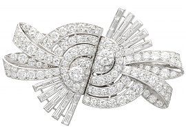 Platinum Double Clip Brooch with Diamonds