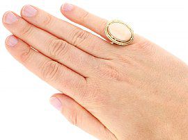Vintage Coral Ring on the finger