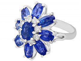 Blue Sapphire and Diamond Platinum Ring