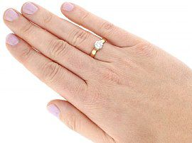 Victorian Rose Gold Solitaire Ring Wearing