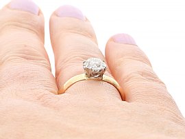 Victorian Rose Gold Solitaire Ring Down the Finger on the Hand