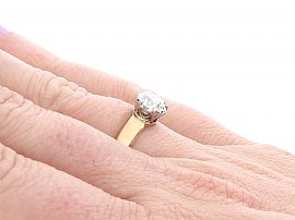 Victorian Rose Gold Solitaire Ring Close Up Wearing View