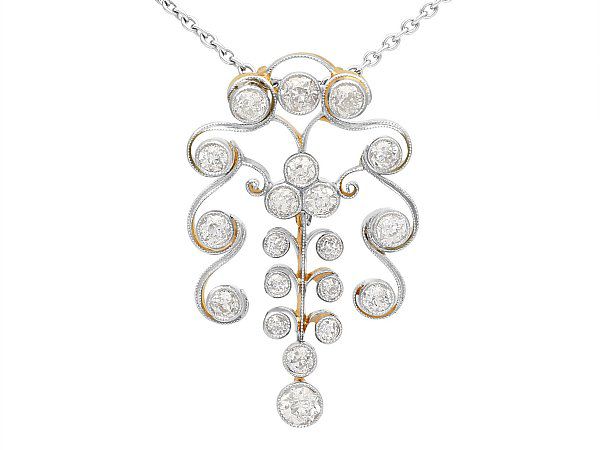 Edwardian Diamond Pendant Necklace 