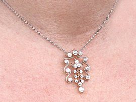 Edwardian Diamond Pendant Necklace wearing