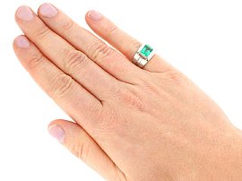 Antique Octagon Cut Emerald Ring
