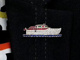 Wearing a Vintage Gemstone Boat Brooch