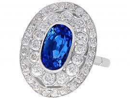 3.50 ct Ceylon Sapphire and 2.48ct Diamond, Platinum Dress Ring - Antique Circa 1935