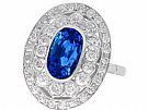 3.50 ct Ceylon Sapphire and 2.48ct Diamond, Platinum Dress Ring - Antique Circa 1935