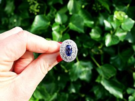 Cushion Cut Sapphire Ring with Diamonds