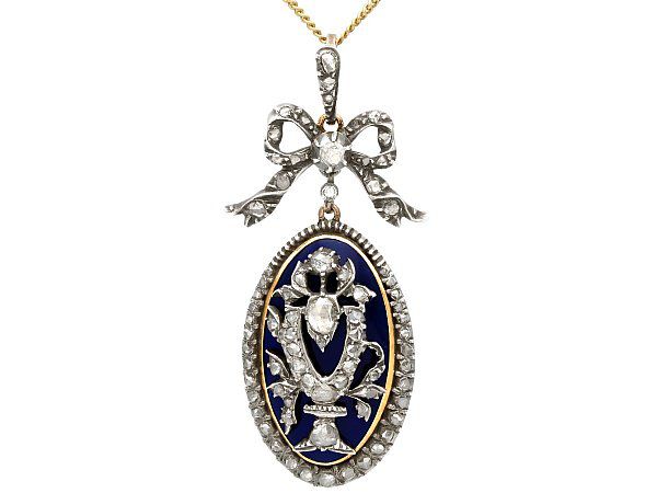 Victorian Enamel and Diamond Pendant 