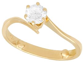 0.40 ct Diamond and 18 ct Yellow Gold Solitaire Twist Ring - Vintage Circa 1990