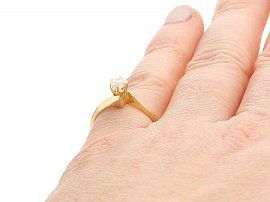 0.4 carat Diamond Ring Yellow Gold on finger