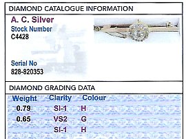 Diamond Cluster Bar Brooch Grading Card