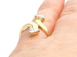 Vintage Trillion Cut Diamond Ring Wearing