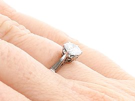 engagement ring in platinum wearing 