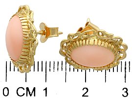 Gold and Coral Stud Earrings size