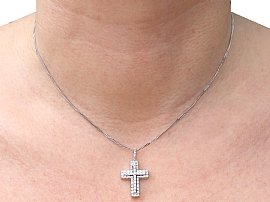 Vintage Diamond Cross Pendant wearing
