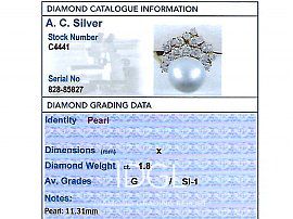 1960s Pearl and Diamond Necklace Grading card