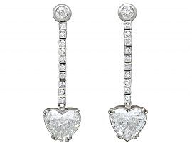 Vintage Heart Shaped Diamond Drop Earrings